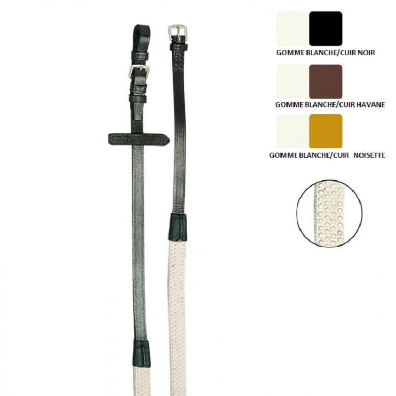 Rênes en Cuir 20MM Avec Grip Caoutchouc Blanc, ZALDI