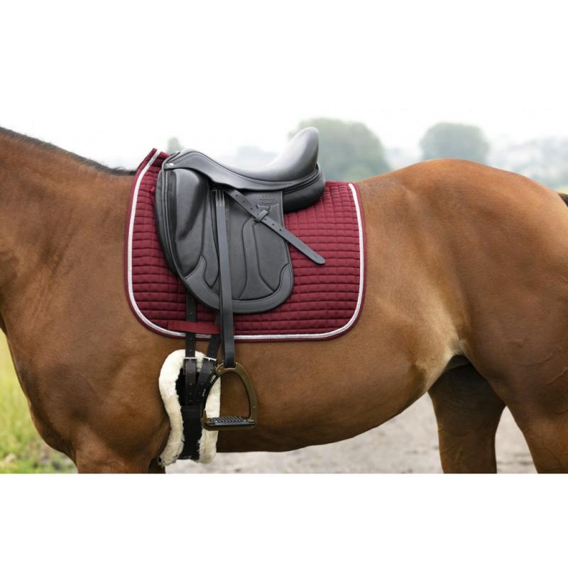 RIDING WORLD - Chabraque matelassé 15 MM avec bord argent GIRLY BORDEAUX PONEY