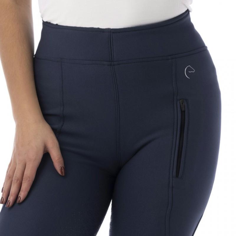 EQUITHEME - Legging Equitation Softshell à Poches Zippées DOLMYT fond Silicone 32 FR FEMME NOIR