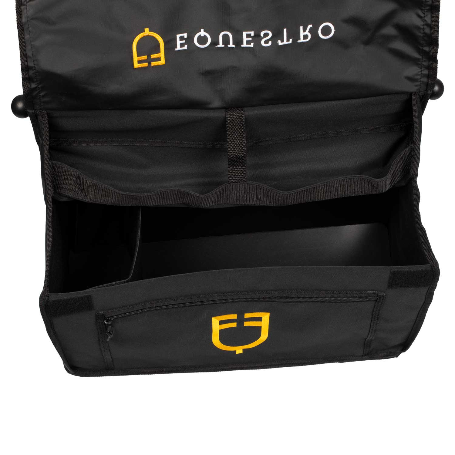 EQUESTRO - Sac de pansage grooming avec barre pro en toile solide NOIR